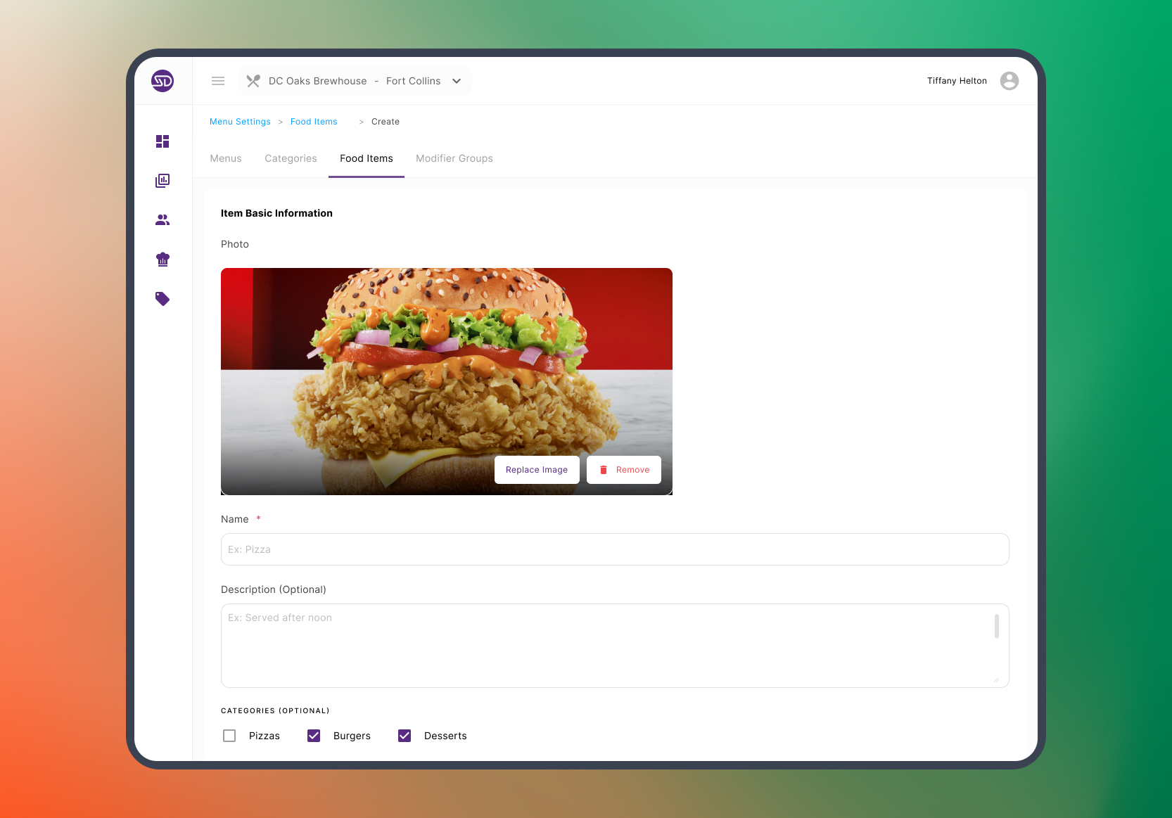 Biova web dashboard showing reservations, menus, and operations